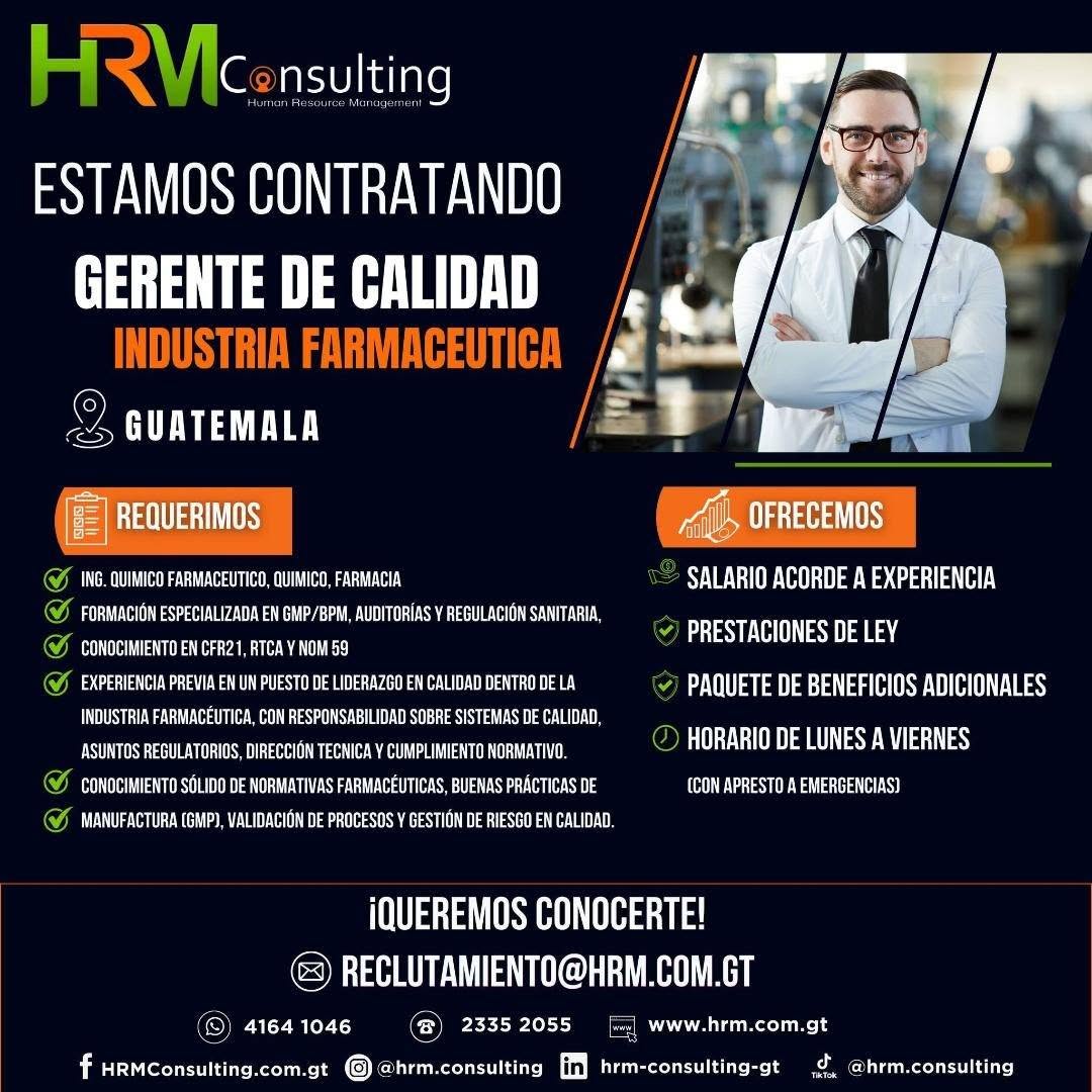 OFERTA LABORAL PARA QUÍMICO (A) FARMACÉUTICO (A)