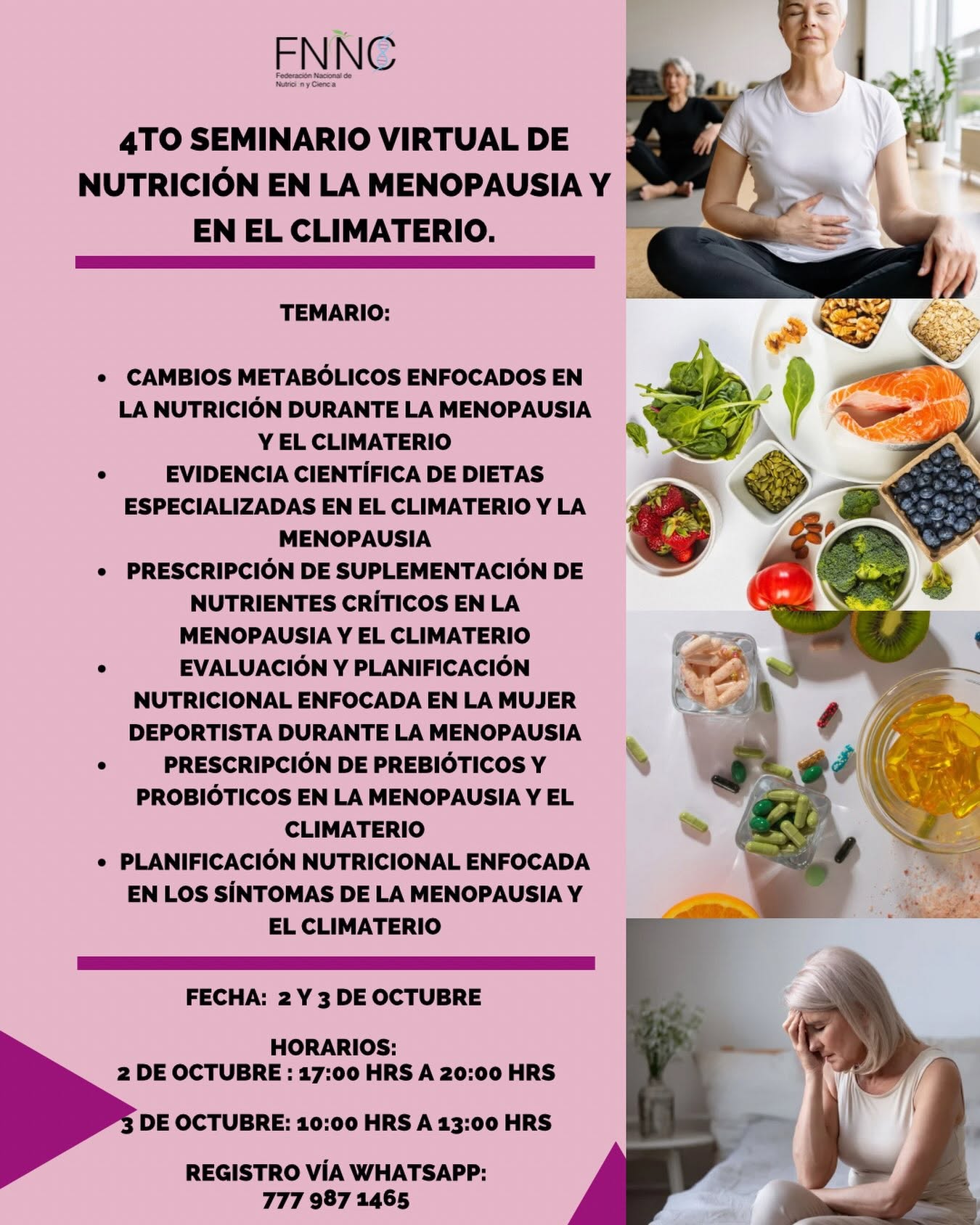 SEMINARIO VIRTUAL DE NUTRICIÓN EN LA MENOPAUSIA Y EN EL CLIMATERIO