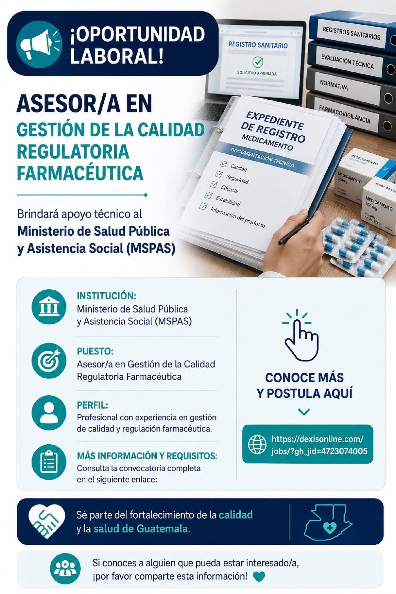 OFERTA LABORAL PARA QUÍMICO (A) FARMACÉUTICO (A)