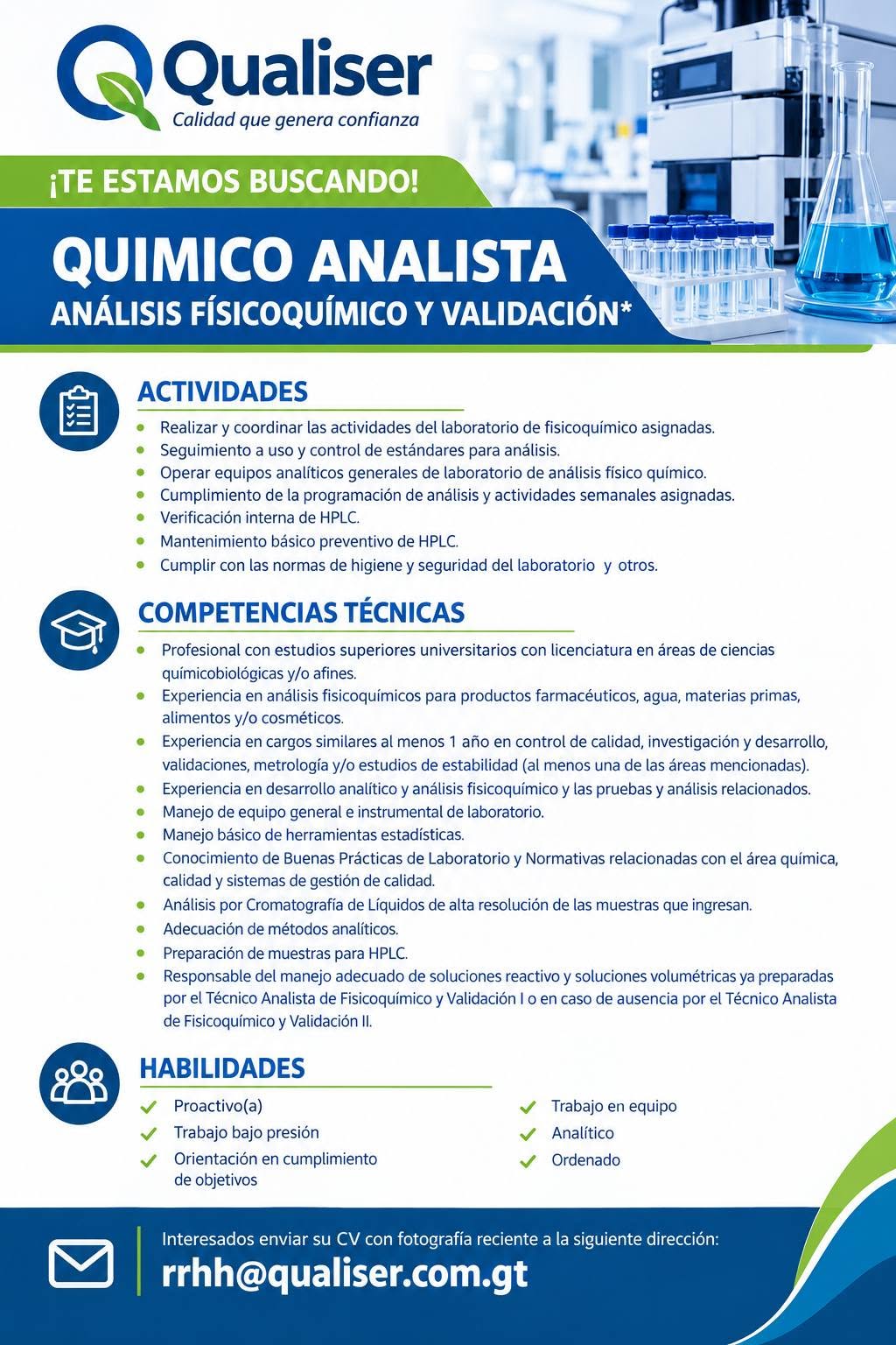 OFERTA LABORAL PARA QUÍMICO FARMACÉUTICO