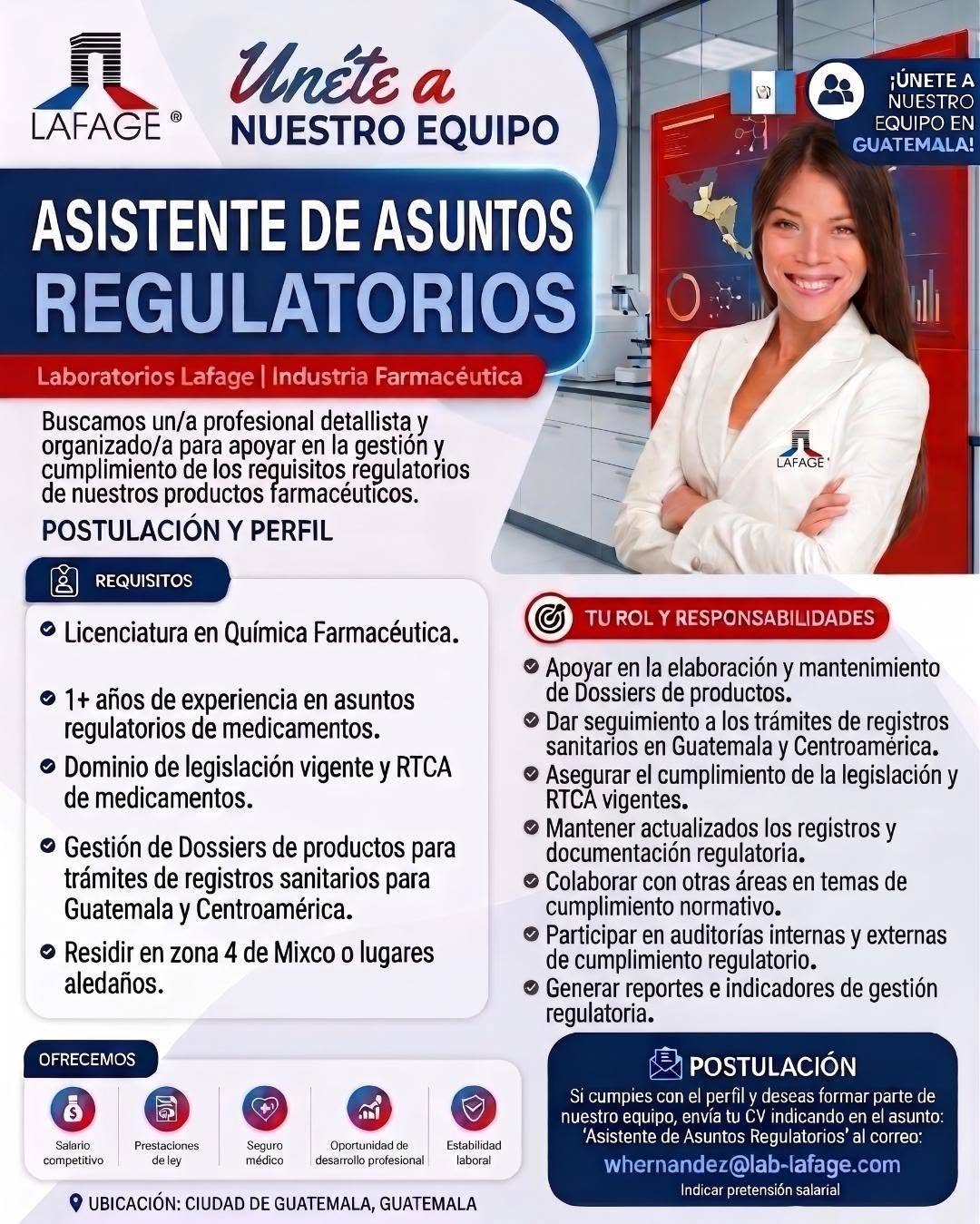OFERTA LABORAL PARA QUÍMICO (A) FARMACÉUTICO (A)