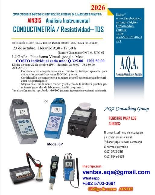 Curso «Análisis instrumental: Conductrimetría / resistividad – TDS»