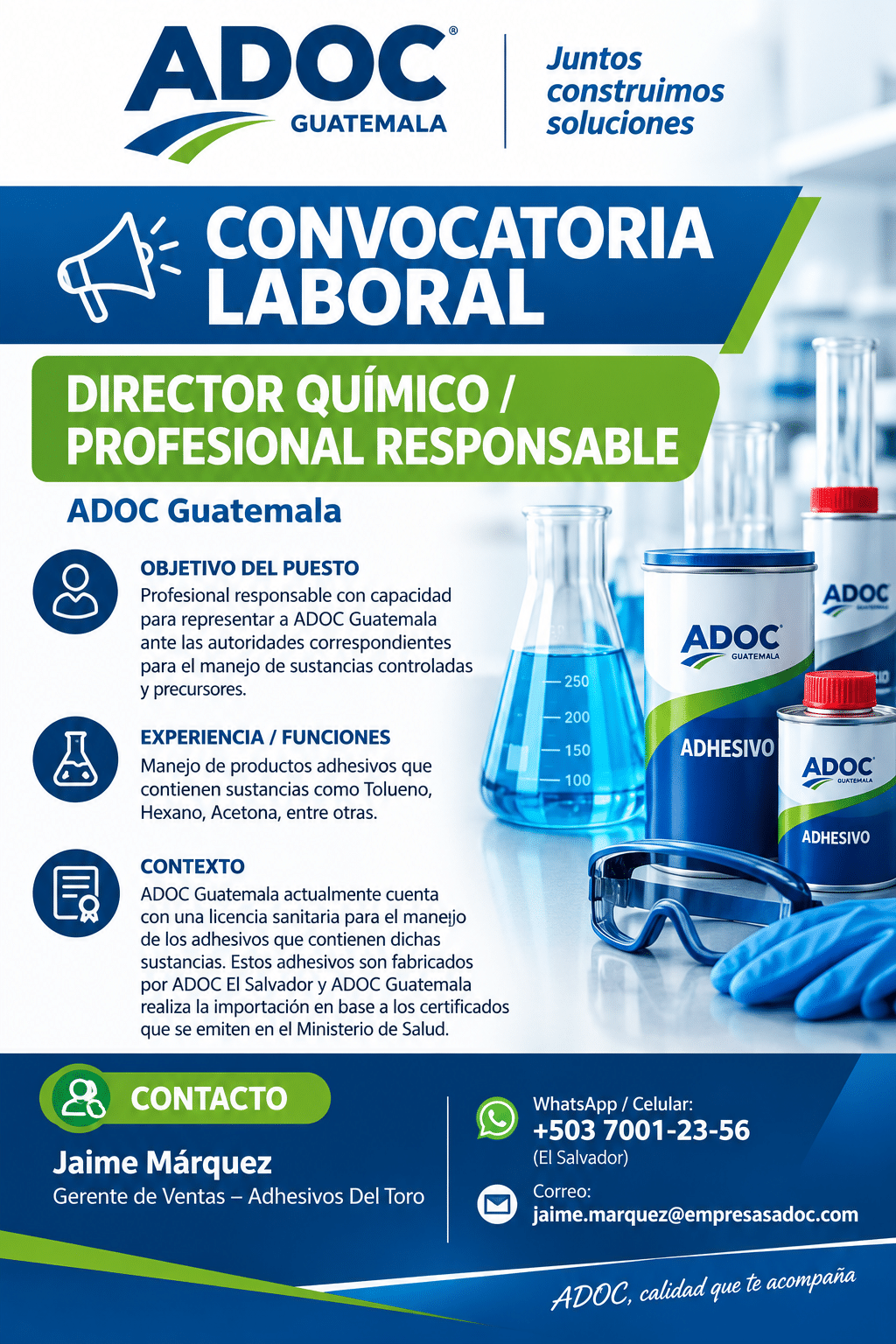 OFERTA LABORAL PARA QUÍMICO