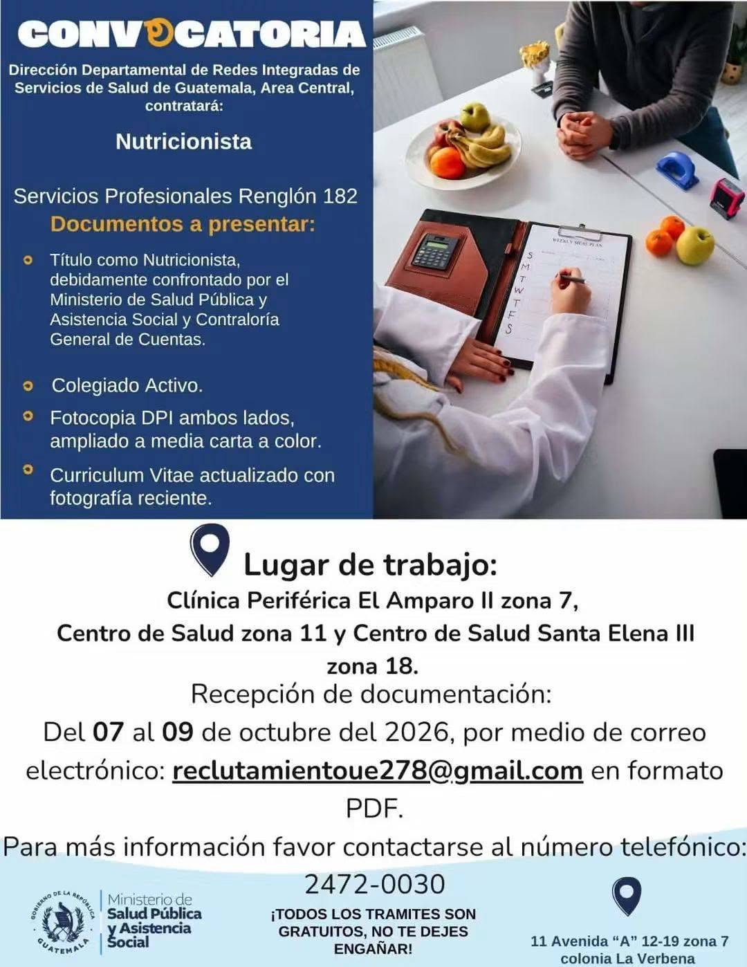 OFERTA PARA NUTRICIONISTA