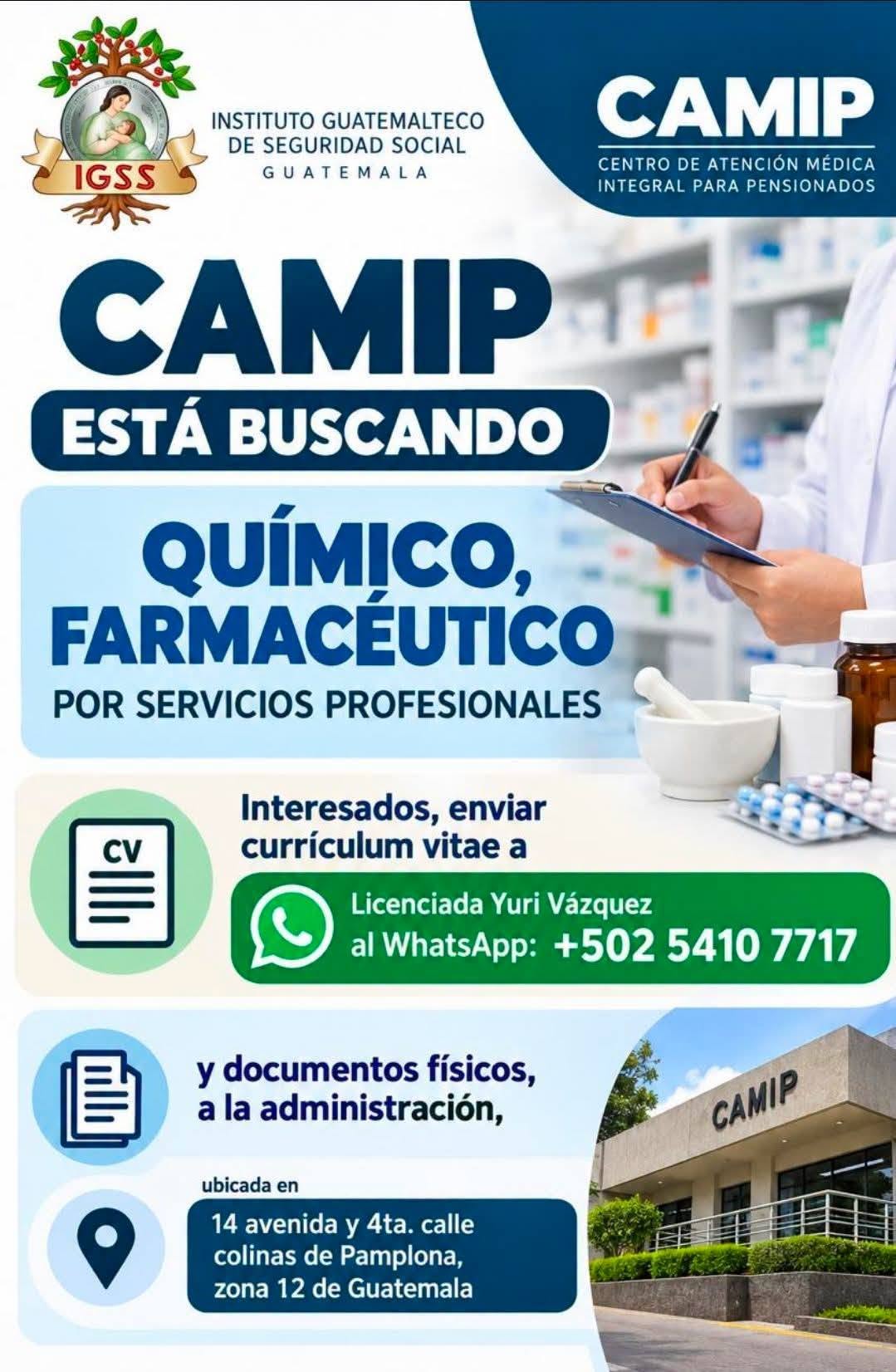 OFERTA LABORAL PARA QUÍMICO FARMACÉUTICO